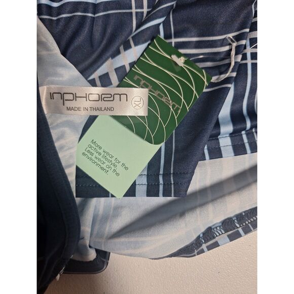 Inphorm Blue Plaid Long Sleeve Crew Neck Top XL NWT Women’s Golf Activewear - Picture 3 of 3